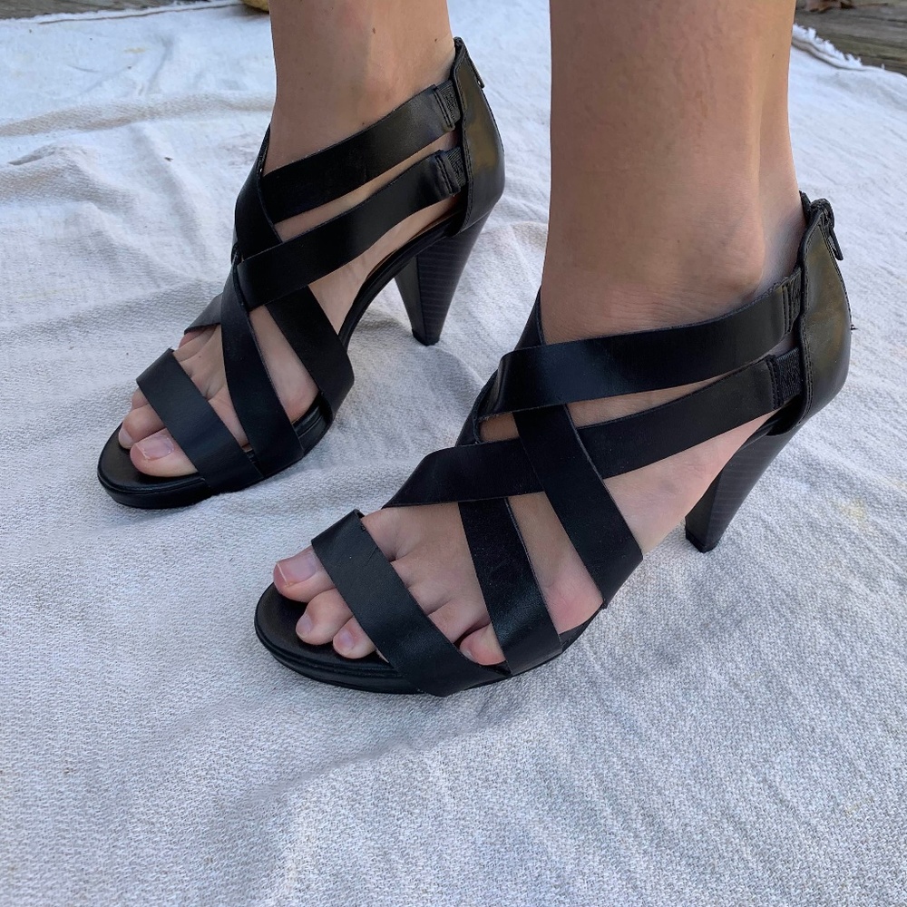 Strappy Black High Heels
